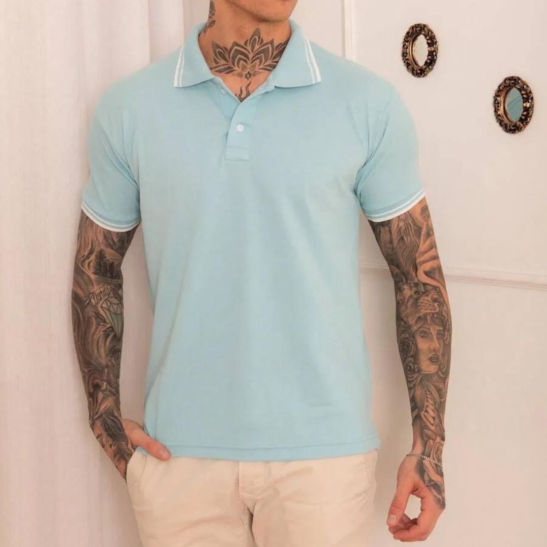 Camisa Polo Masculina Azul Casual Wear