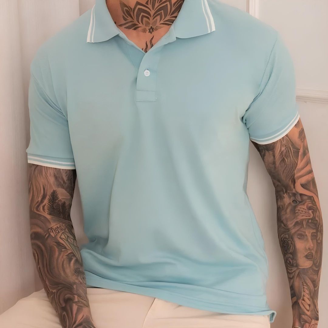 Camisa Polo Masculina Azul Casual Wear