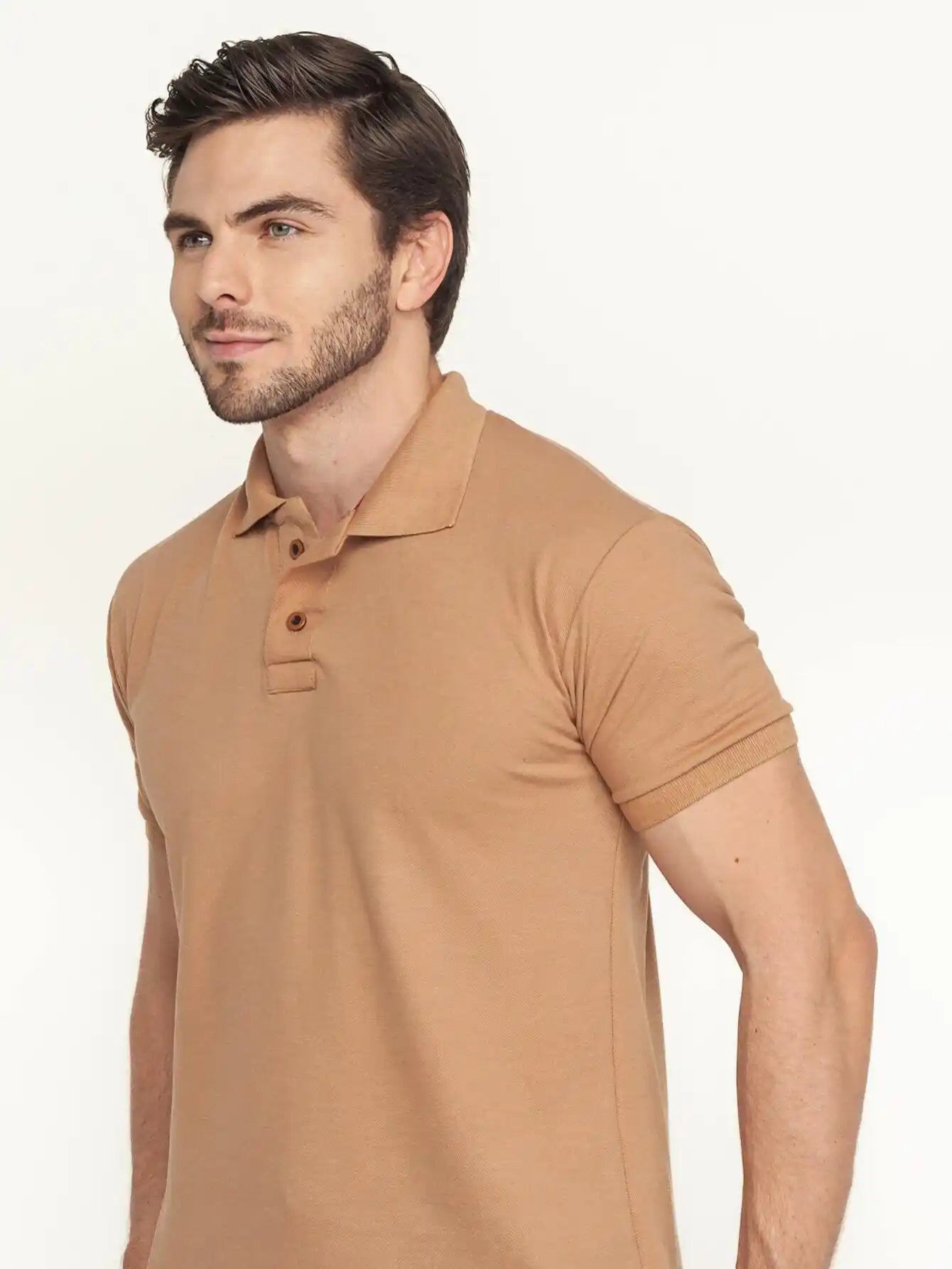Camisa Polo Masculina Manga Curta Caramelo