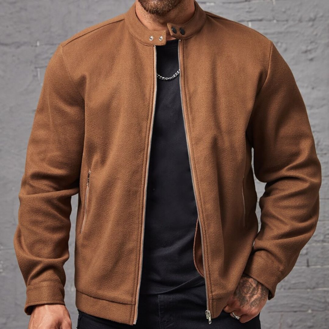 Jaqueta Masculina de Zíper Marrom Basic