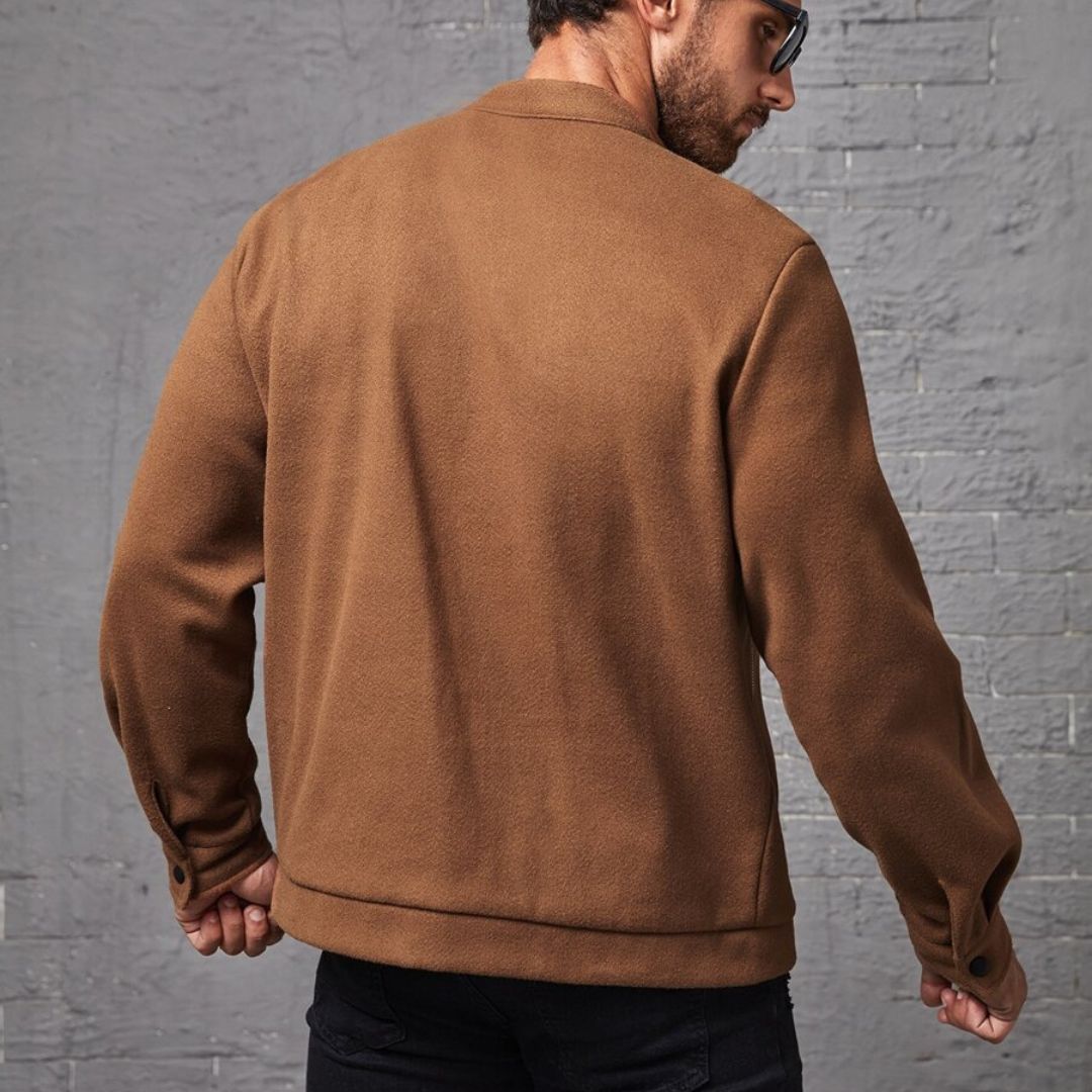 Jaqueta Masculina de Zíper Marrom Basic