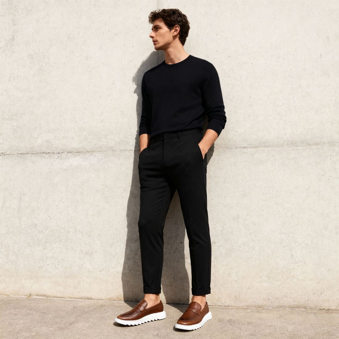 Mocassim Masculino Marrom Sola Alta Tratorado Loafer