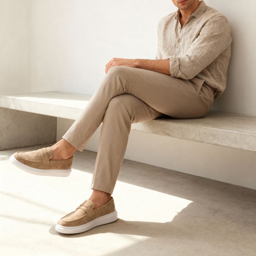 Sapato Mocassim Masculino Loafer Areia